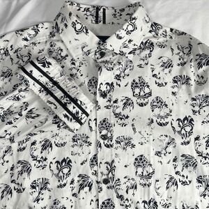 Robert Graham Mens 2XL Skull Floral All Over Print Button Down Shirt Modern